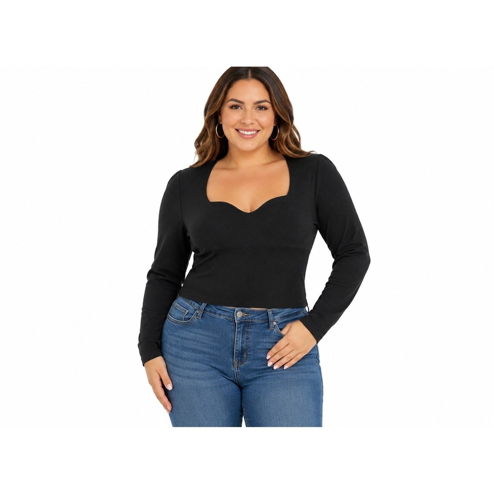 New PINK Victoria's Secret XL Black Seamless Long Sleeve Crop Top Stretch Ribbed